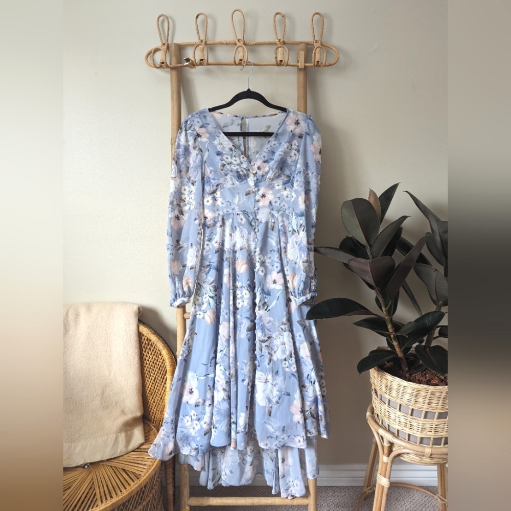 Bohemian Ever New Blue Floral Midi Dress
